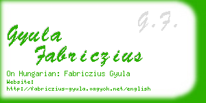 gyula fabriczius business card